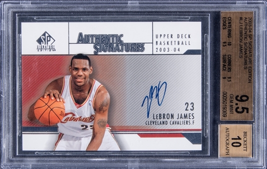 2003-04 SP Signature Edition Authentic Signatures #AS-LJ LeBron James Rookie Card - BGS GEM MINT 9.5/BGS 10